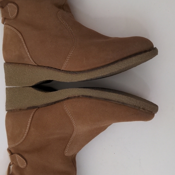 land's End Chalet Cognac Suede Leather Faux Fur Boots 7D - Picture 6 of 10